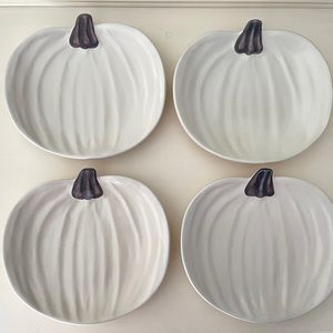 Pottery Barn white pumpkin dinner plates. Pumpkin by Barbara Eiger